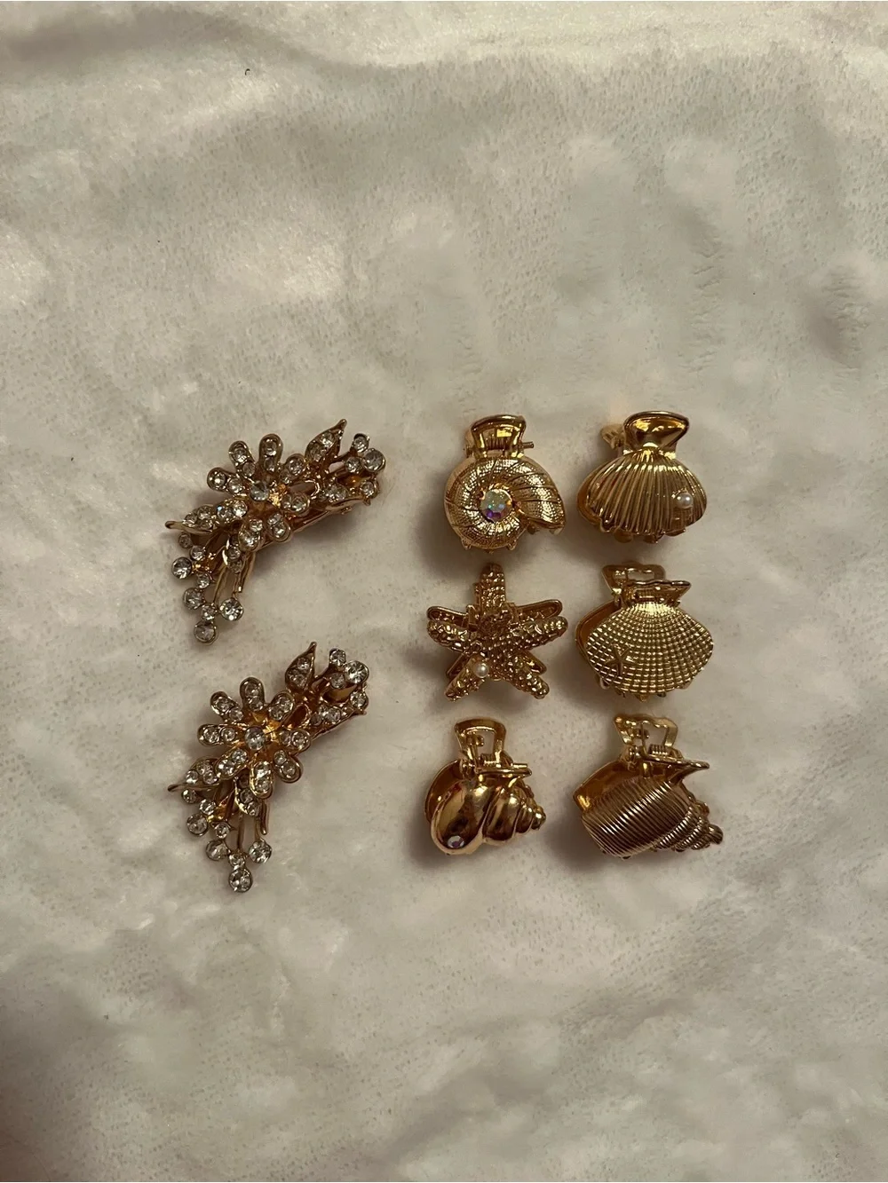 Gold-Tone Seashell & Crystal Decorative Hair Clips - Women Jewelry